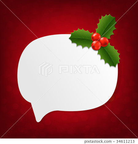 Merry Christmas Banner With Holly Berry Merry Christmas Banner With Holly Berry 34611213