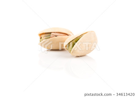 pistachio nut on white 34613420