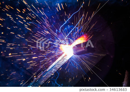 Industrial steel welder in factory technical, 34613683