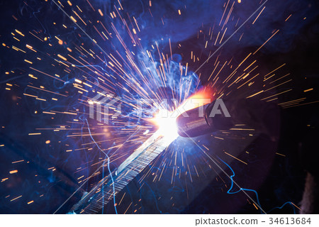 Industrial steel welder in factory technical, 34613684
