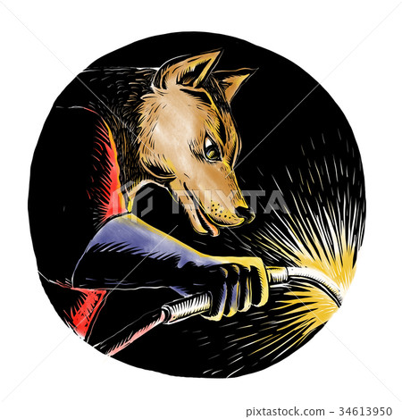 Wolf Welder Welding Woodcut Wolf Welder Welding Woodcut 34613950