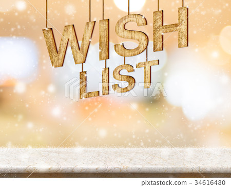 Wish list new year on marble table 34616480
