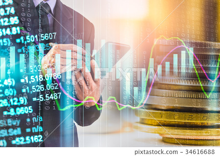 Business man on stock market financial trade Business man on stock market financial trade 34616688