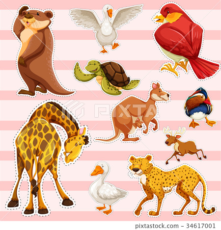 Sticker set with wild animals 34617001