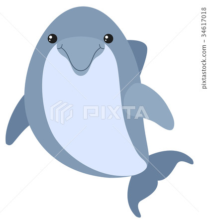 Blue dolphin with happy face Blue dolphin with happy face 34617018