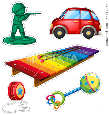Sticker set with different toys Sticker set with different toys 34617032