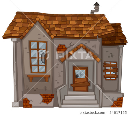Old house with ruined walls Old house with ruined walls 34617135