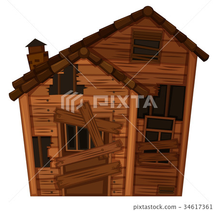 Wooden house in poor condition Wooden house in poor condition 34617361