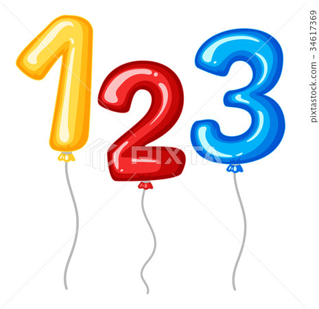 Balloons for numbers one to three Balloons for numbers one to three 34617369
