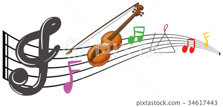 Violin and music notes on white background - Stock Illustration ...