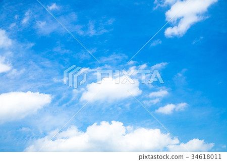  覆蓋天空藍天白色雲彩秋天天空晚夏天空背景材料雲彩藍天綜合性背景 34618011
