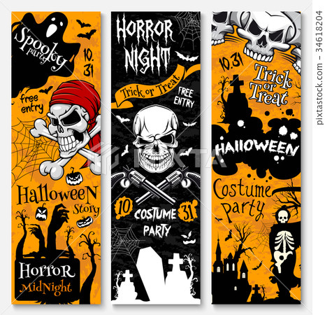 Halloween holiday banner of pirate costume party Halloween holiday banner of pirate costume party 34618204