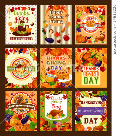 Thanksgiving greeting vector poters or cards 34618226