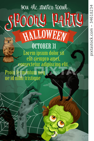 Halloween holiday October party vector poster - Stock Illustration ...