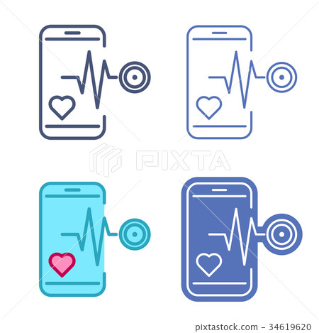 Mobile phone with heartbeat symbol. Telemedicine 34619620
