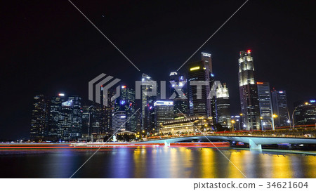新加坡摩天大樓夜視圖 新加坡摩天大樓夜視圖 34621604