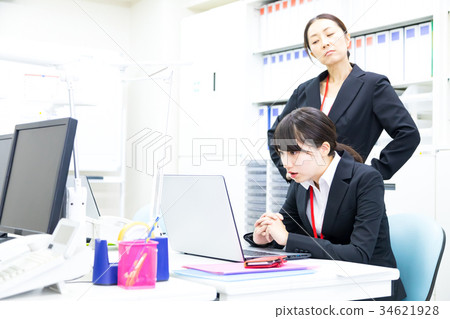 女性僱員OL新人教育商人薪金人計算機辦公室圖像企業圖像 34621928