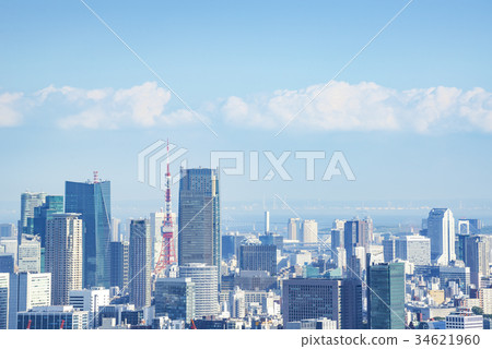 從東京都辦公室看東京鐵塔和建築物 34621960