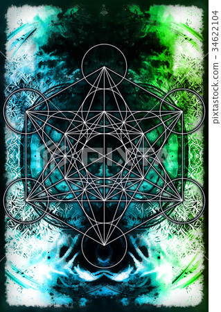 Merkaba on abstract color background. Sacred Merkaba on abstract color background. Sacred 34622104