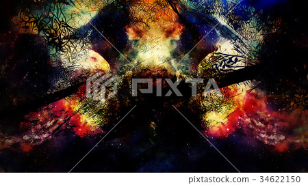 Eagle in cosmic space. Profile portratit. Computer Eagle in cosmic space. Profile portratit. Computer 34622150