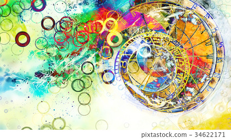 astrological symbol Zodiac. Abstract color 34622171