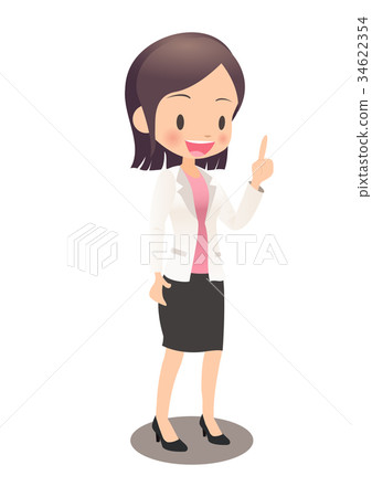 Young female office worker in a suit explaining Young female office worker in a suit explaining 34622354