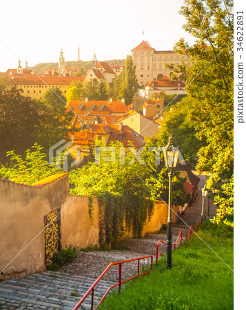 Old stairs leads to medieval district of Novy Svet 34622891