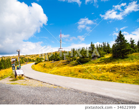 Asphalt road leading to TV transmitter and lookout Asphalt road leading to TV transmitter and lookout 34622999