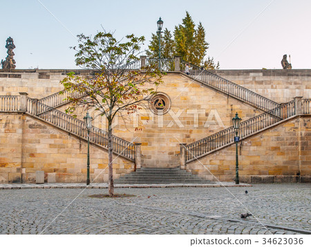 Staircase leading from Charles Bridge to Kampa 34623036