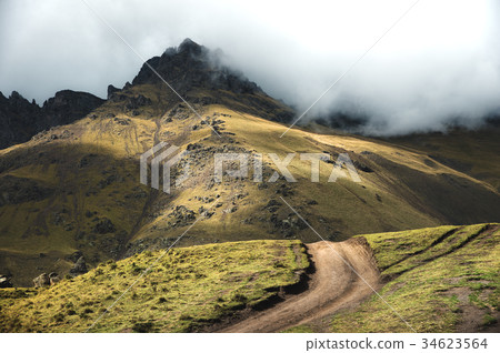 A beautiful morning landscape of a road in the A beautiful morning landscape of a road in the 34623564