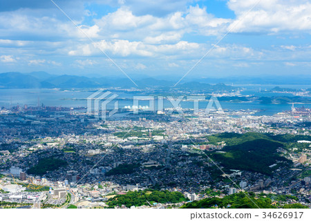  View from Mt. Disakurayama in summer [Tohata Ward, Kitakyushu City, Kokura Ward] 34626917