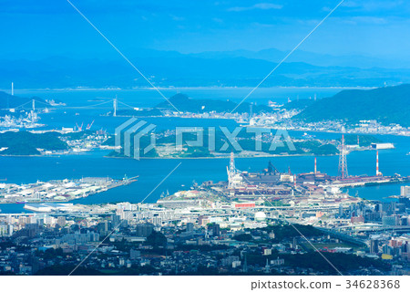  A view from Mt. Sinakura in summer [Kokura Kita Ward, Kitakyushu City, Moji Ward] 34628368