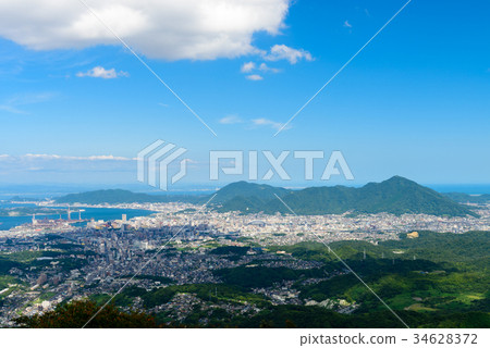  A view from Mt. Sinakura in summer [Kokura Kita Ward, Kitakyushu City, Moji Ward] 34628372