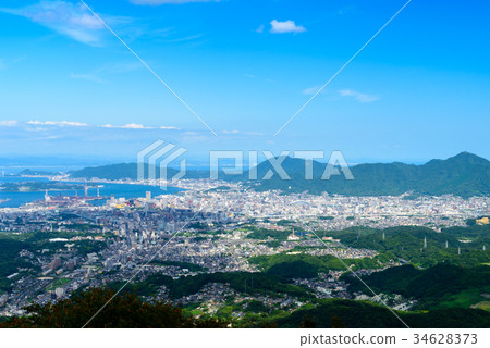  A view from Mt. Sinakura in summer [Kokura Kita Ward, Kitakyushu City, Moji Ward] 34628373