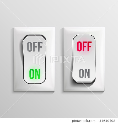 3D Toggle Switch Vector. White Switches With On 3D Toggle Switch Vector. White Switches With On 34630108