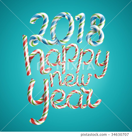2018 Happy New Year Vector. 3D Sign In Christmas 2018 Happy New Year Vector. 3D Sign In Christmas 34630707