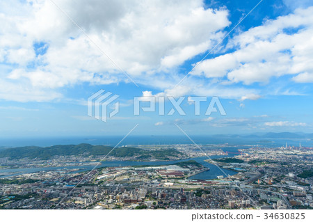  View from Mt. Disurayama in summer [Kitakyushu City Yawata Ward, Wakamatsu Ward, Tobata Ward] 34630825