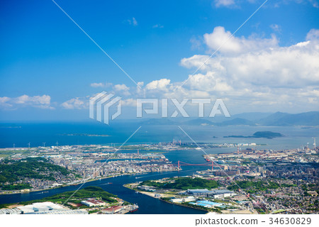  A view from Mt. Sinakura in summer [Kitakyushu Tobata Ward Wakamatsu Ward] 34630829