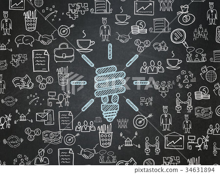 Business concept: Energy Saving Lamp on School Business concept: Energy Saving Lamp on School 34631894