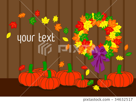 Halloween ornaments and wreath,Vector illustration 34632517
