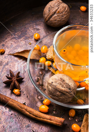 healthy tea with sea-buckthorn 34633283