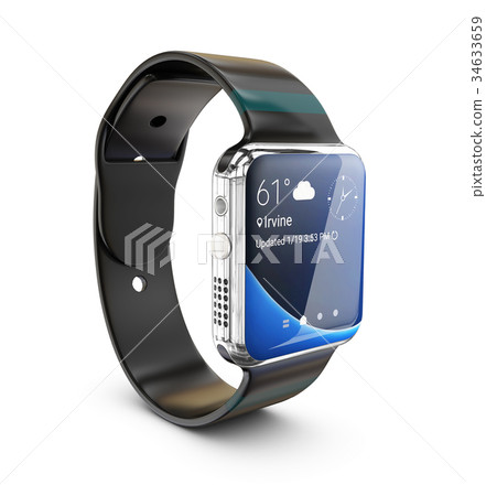 3d Illustration of silver Smart watch with black 3d Illustration of silver Smart watch with black 34633659