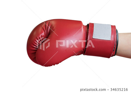 hand with boxing glove on white background hand with boxing glove on white background 34635216
