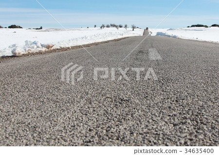 street on the snow mountain in morocco 34635400