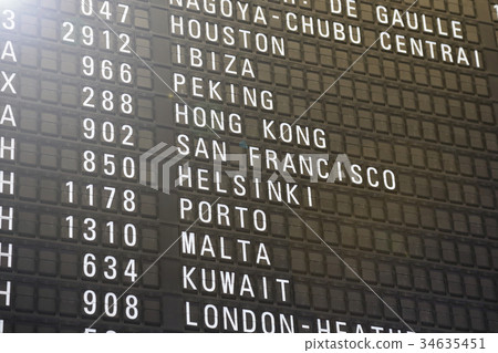 flights information board in airport terminal flights information board in airport terminal 34635451