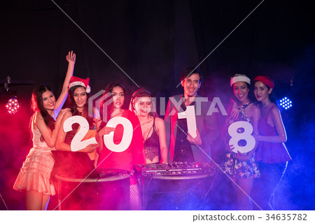 Young people are celebrating the night party entertainment. Young people are celebrating the night party entertainment. 34635782