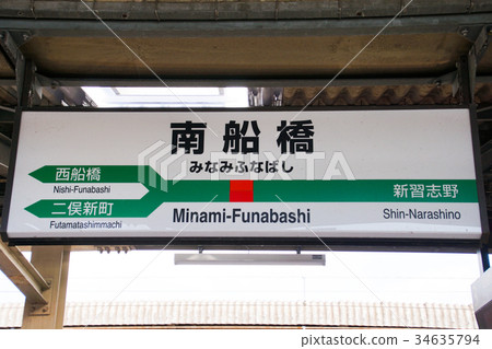 Keiyo Line Nameplate Minamifunabashi Station Stock Photo