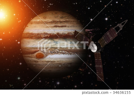 Juno spacecraft and Jupiter. Juno spacecraft and Jupiter. 34636155