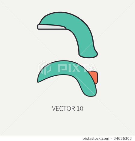 Line flat color vector motorcycle icon classic Line flat color vector motorcycle icon classic 34636303