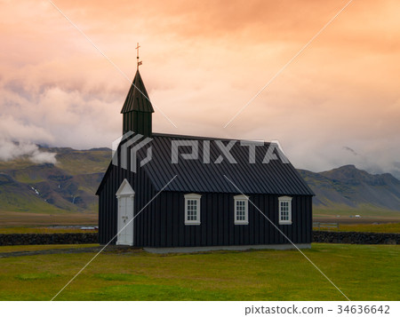 Black wooden church 34636642